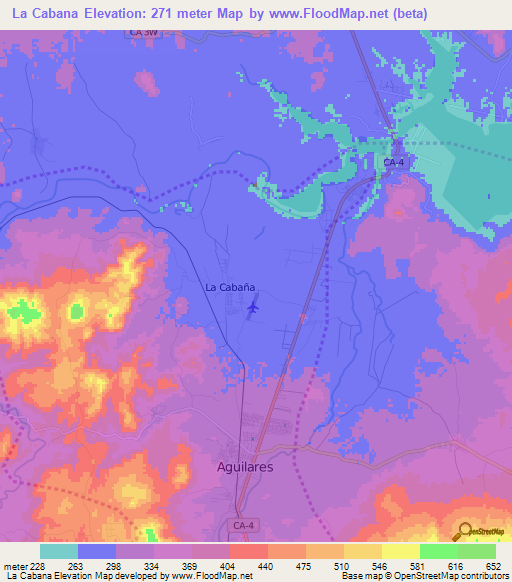La Cabana,El Salvador Elevation Map