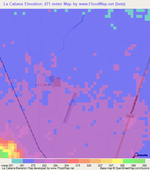 La Cabana,El Salvador Elevation Map