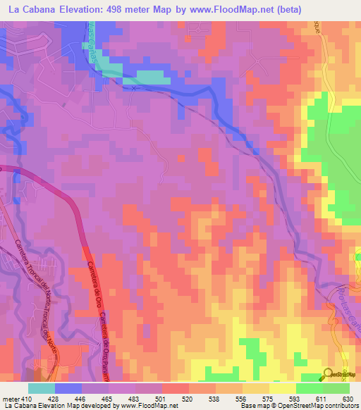 La Cabana,El Salvador Elevation Map