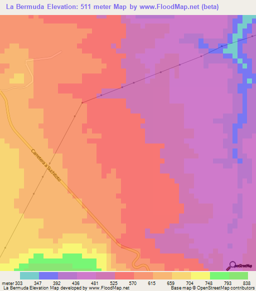La Bermuda,El Salvador Elevation Map