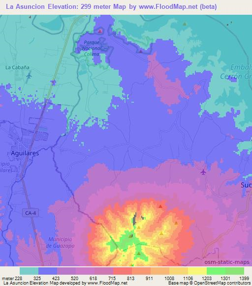La Asuncion,El Salvador Elevation Map