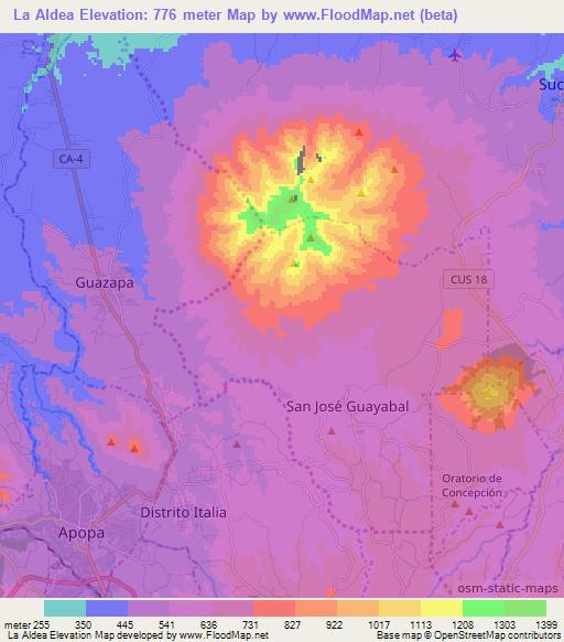 La Aldea,El Salvador Elevation Map