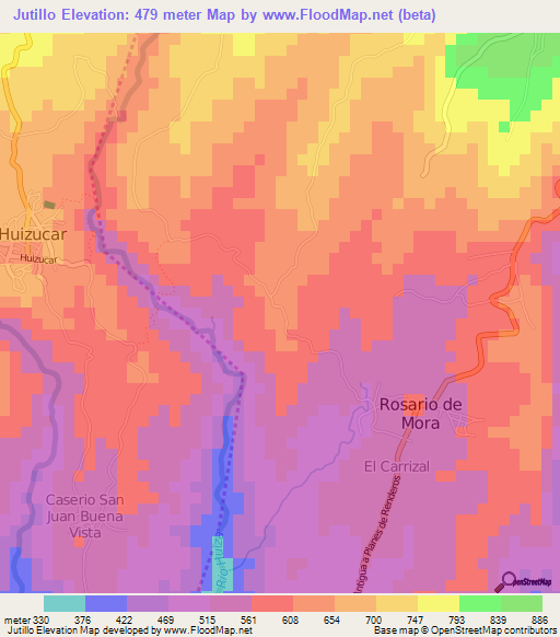 Jutillo,El Salvador Elevation Map