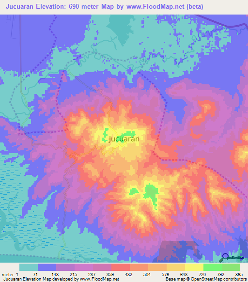 Jucuaran,El Salvador Elevation Map