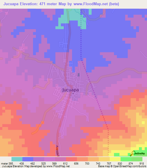 Jucuapa,El Salvador Elevation Map
