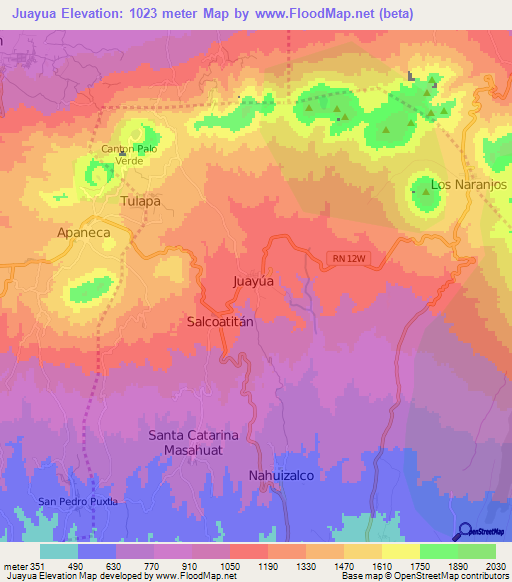 Juayua,El Salvador Elevation Map