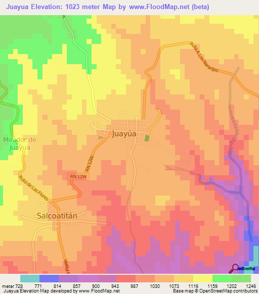 Juayua,El Salvador Elevation Map