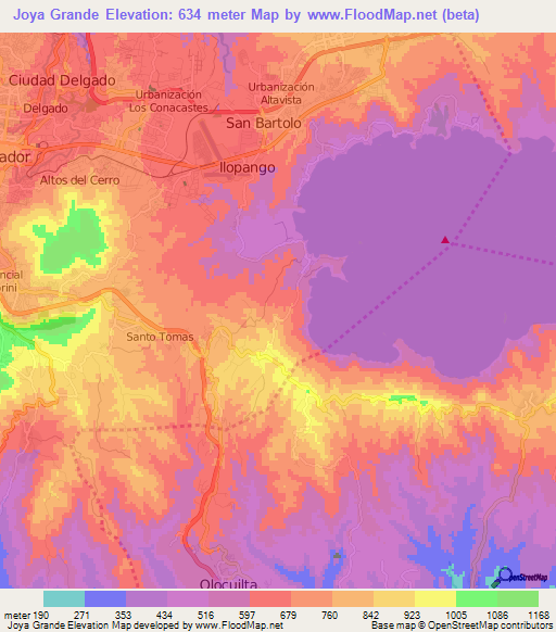 Joya Grande,El Salvador Elevation Map