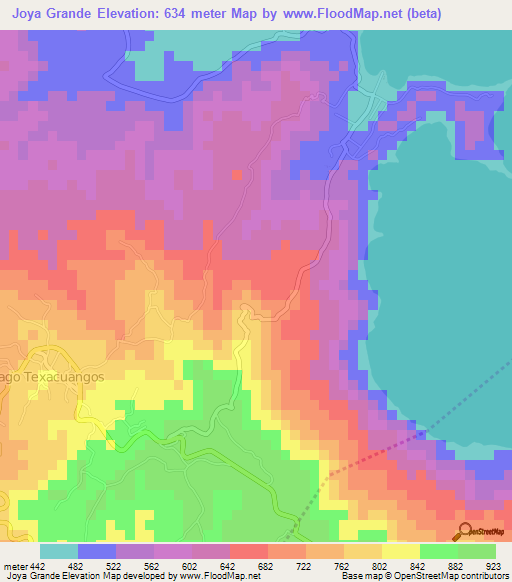Joya Grande,El Salvador Elevation Map