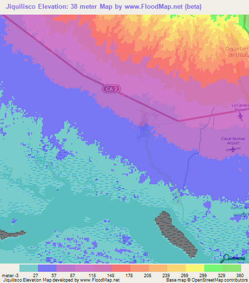 Jiquilisco,El Salvador Elevation Map