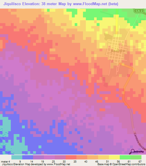 Jiquilisco,El Salvador Elevation Map