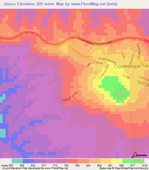 Jinuco,El Salvador Elevation Map