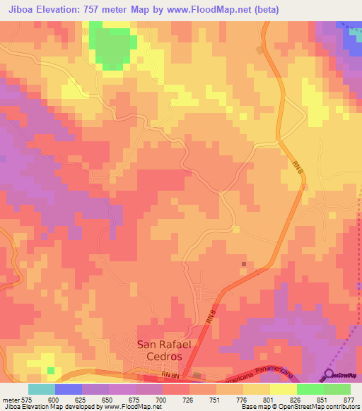 Jiboa,El Salvador Elevation Map