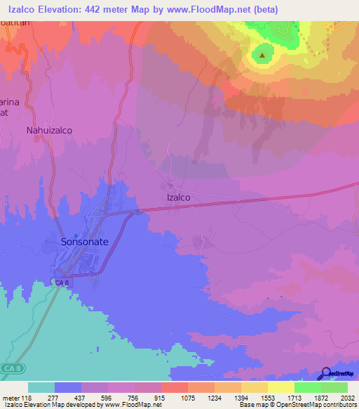 Izalco,El Salvador Elevation Map
