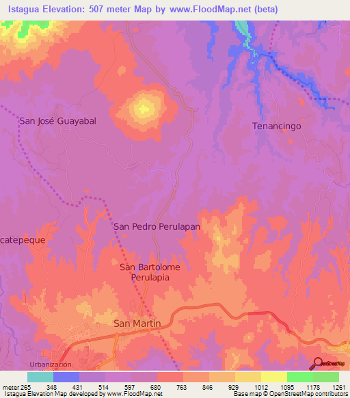Istagua,El Salvador Elevation Map
