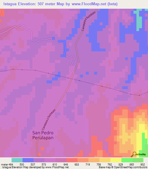 Istagua,El Salvador Elevation Map