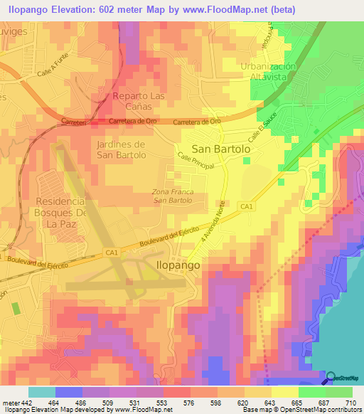Ilopango,El Salvador Elevation Map