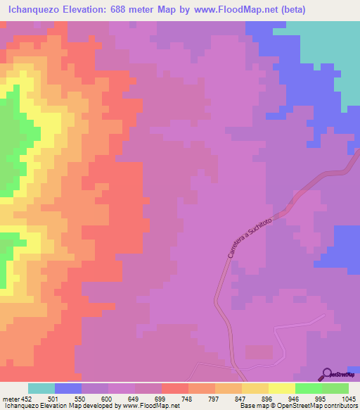 Ichanquezo,El Salvador Elevation Map