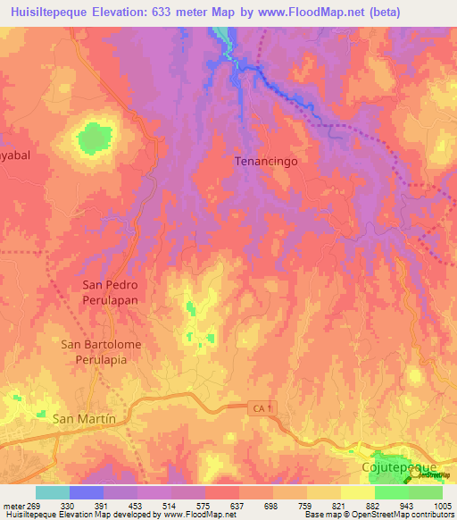 Huisiltepeque,El Salvador Elevation Map