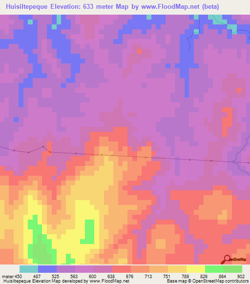 Huisiltepeque,El Salvador Elevation Map