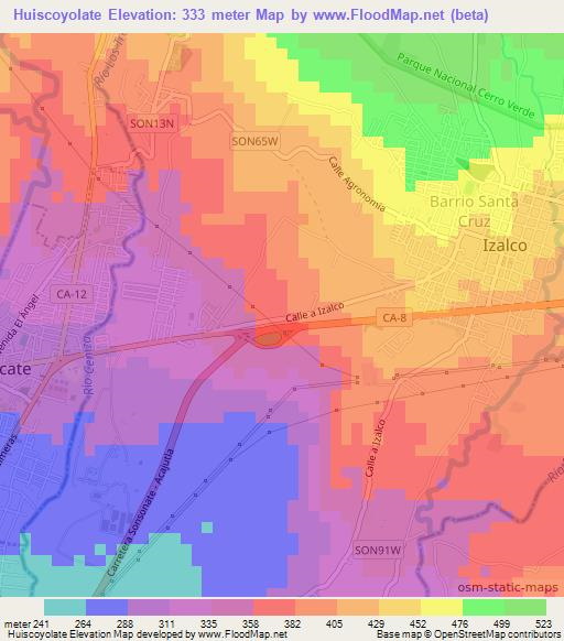 Huiscoyolate,El Salvador Elevation Map