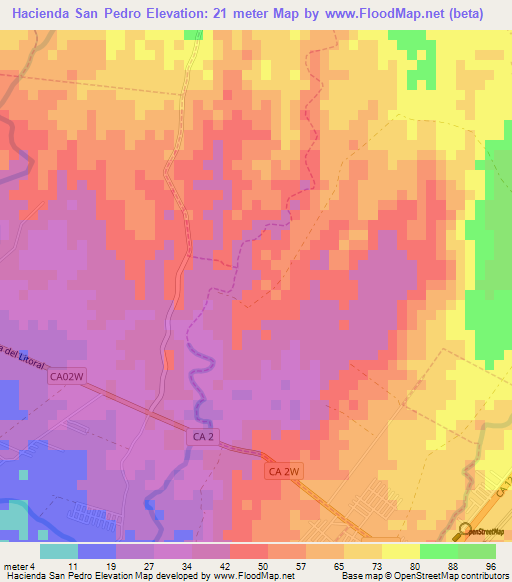 Hacienda San Pedro,El Salvador Elevation Map