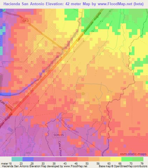 Hacienda San Antonio,El Salvador Elevation Map