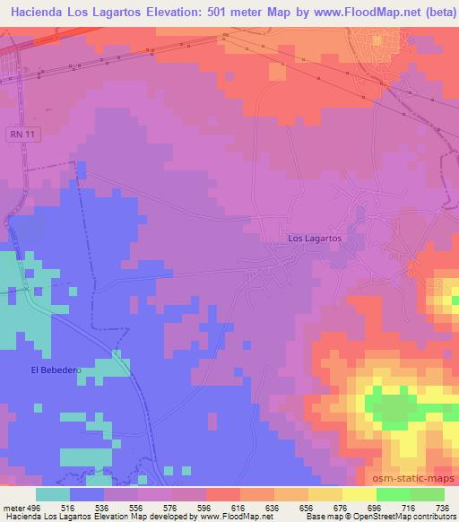 Hacienda Los Lagartos,El Salvador Elevation Map