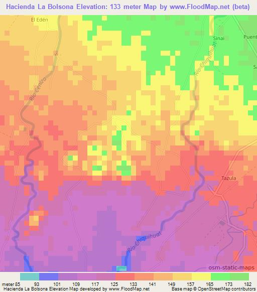 Hacienda La Bolsona,El Salvador Elevation Map