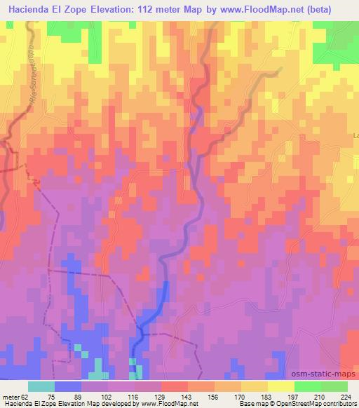 Hacienda El Zope,El Salvador Elevation Map