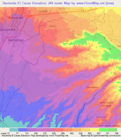 Hacienda El Cacao,El Salvador Elevation Map