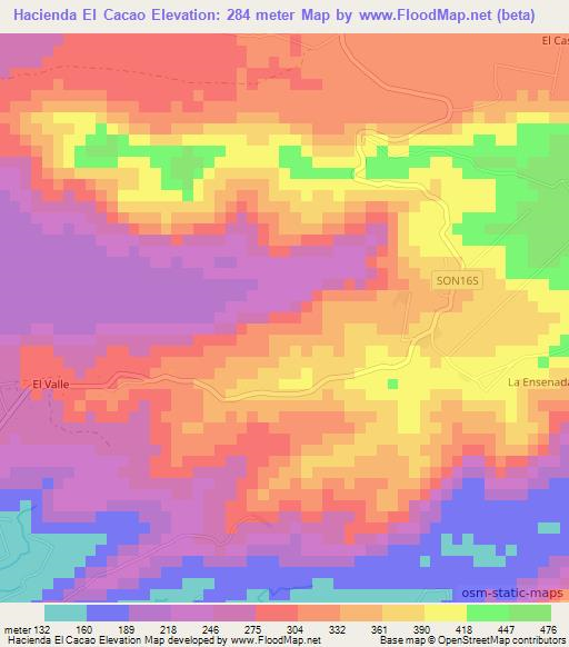 Hacienda El Cacao,El Salvador Elevation Map