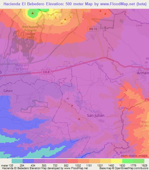 Hacienda El Bebedero,El Salvador Elevation Map