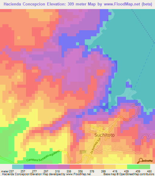 Hacienda Concepcion,El Salvador Elevation Map