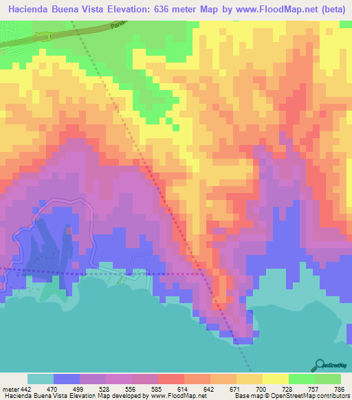 Hacienda Buena Vista,El Salvador Elevation Map