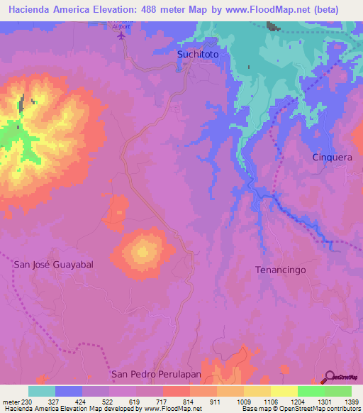 Hacienda America,El Salvador Elevation Map