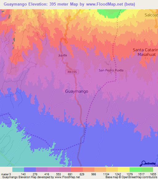 Guaymango,El Salvador Elevation Map