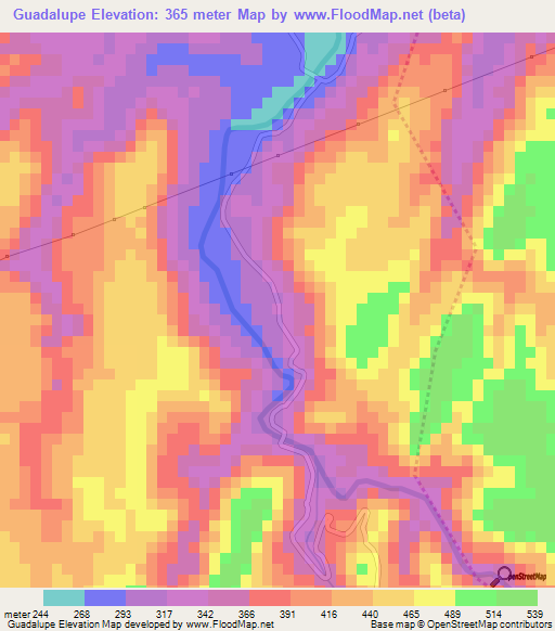 Guadalupe,El Salvador Elevation Map