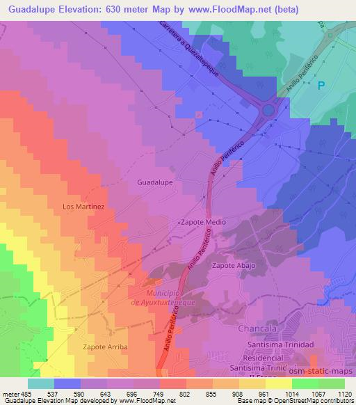 Guadalupe,El Salvador Elevation Map