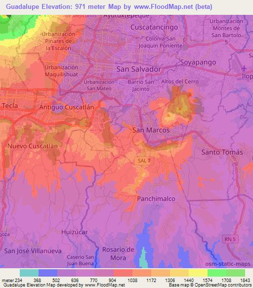 Guadalupe,El Salvador Elevation Map