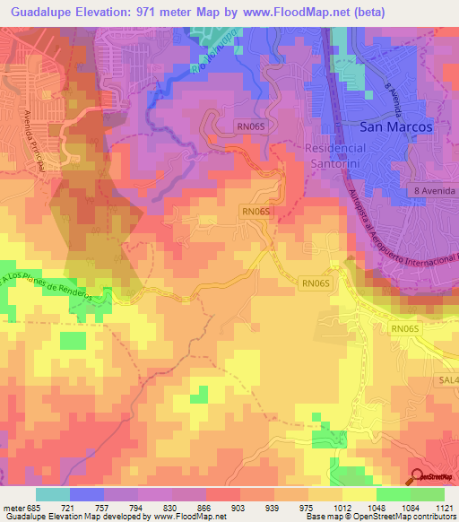 Guadalupe,El Salvador Elevation Map