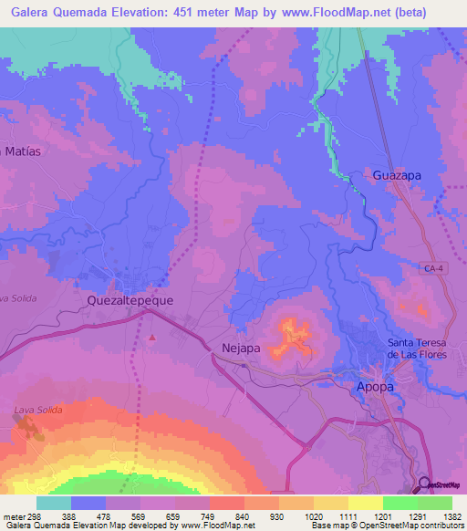 Galera Quemada,El Salvador Elevation Map