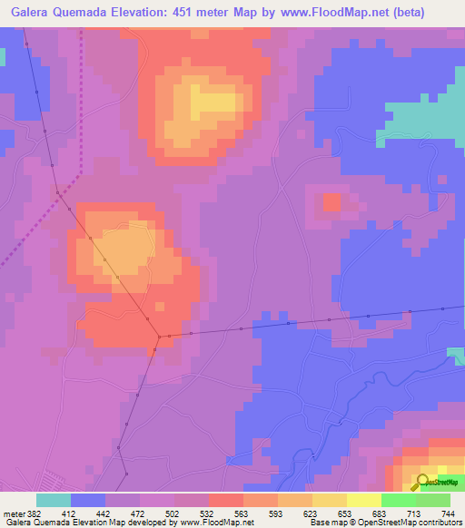Galera Quemada,El Salvador Elevation Map