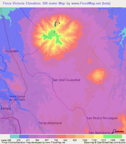 Finca Victoria,El Salvador Elevation Map