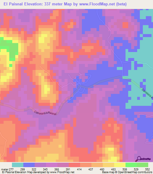 El Paisnal,El Salvador Elevation Map