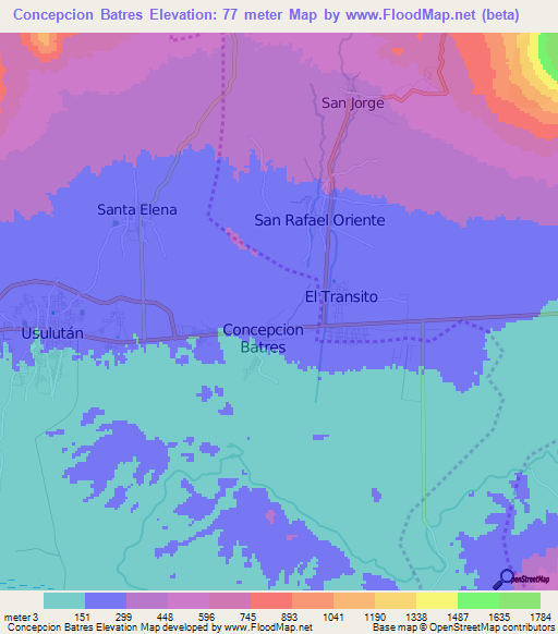 Concepcion Batres,El Salvador Elevation Map