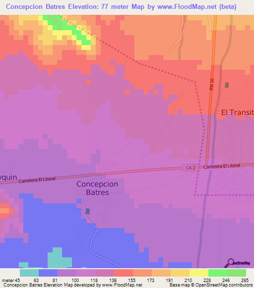 Concepcion Batres,El Salvador Elevation Map