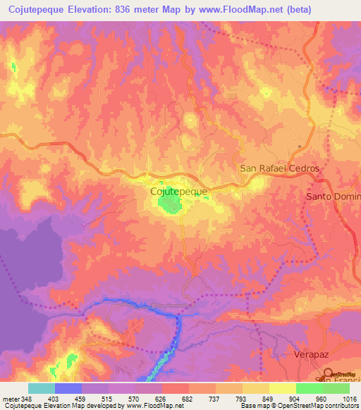 Cojutepeque,El Salvador Elevation Map
