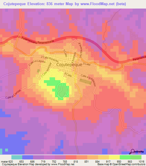 Cojutepeque,El Salvador Elevation Map