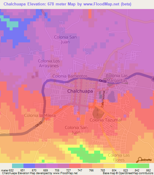 Chalchuapa,El Salvador Elevation Map